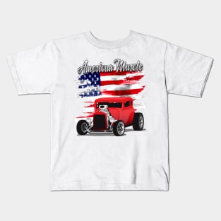 1932 Red Chevy 5 Window Coupe HotRod American Muscle Print Kids T-Shirt